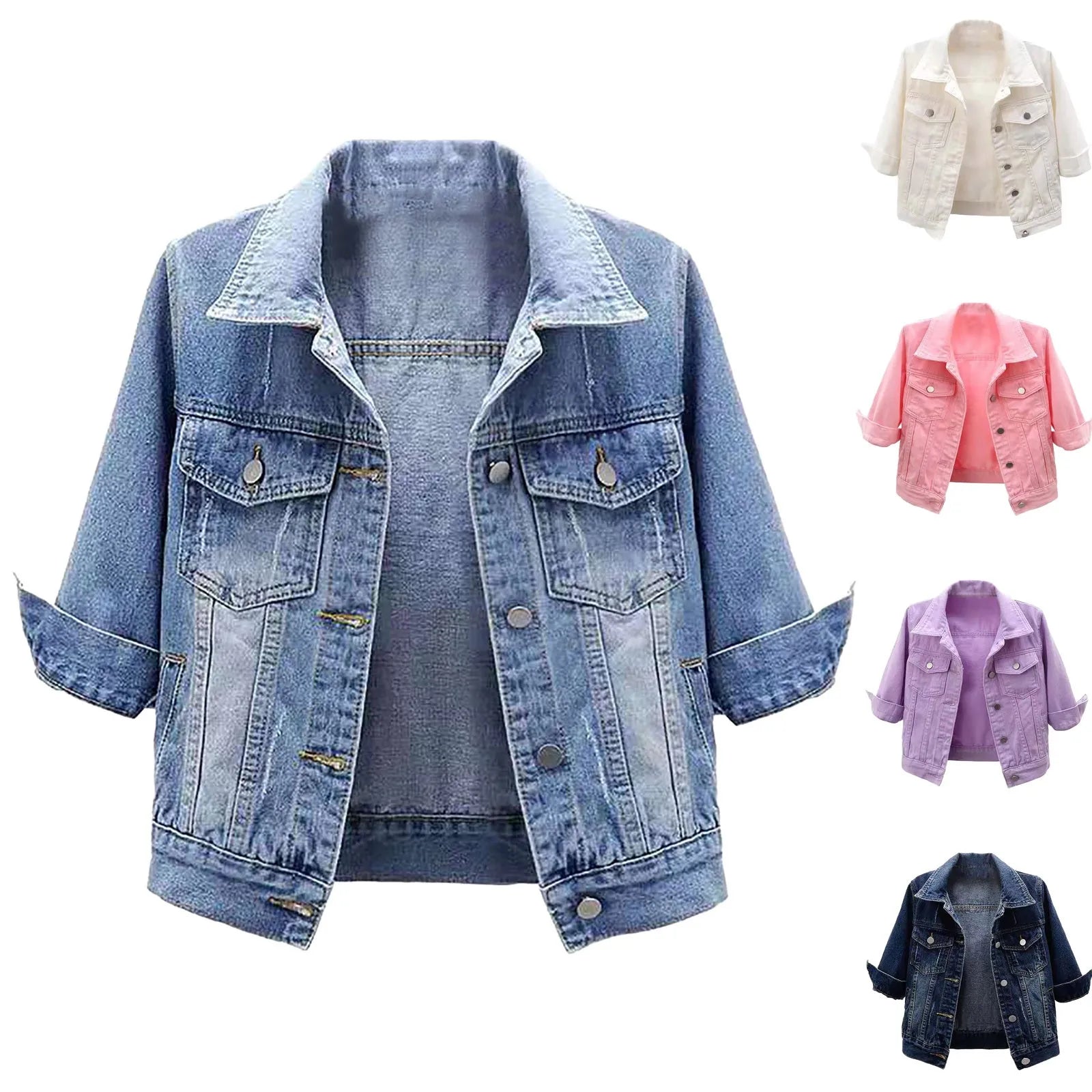 Cropped Denim Style Utility Jacket with Relaxed Streetwear Inspired Silhouette