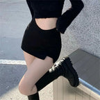 Asymmetrical High Waist Mini Skirt with Side Slit Slim Fit Silhouette
