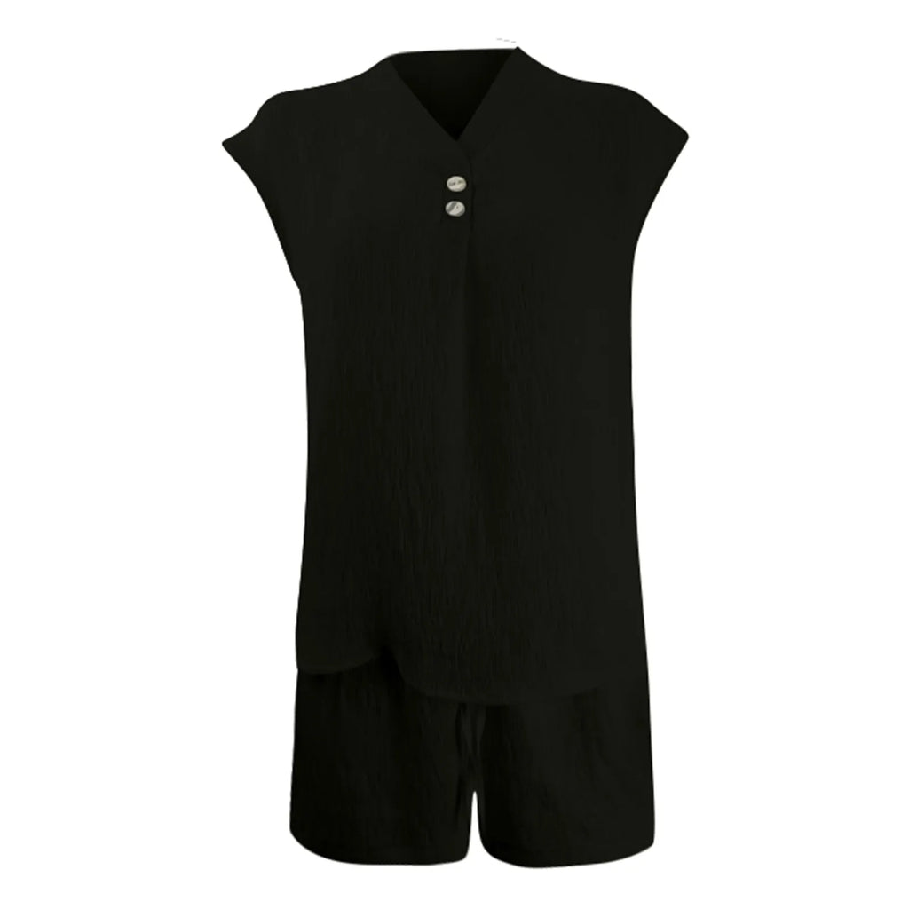 Women's Textured Crinkle Co-Ord Set Relaxed Casual Matching Summer Outfit
