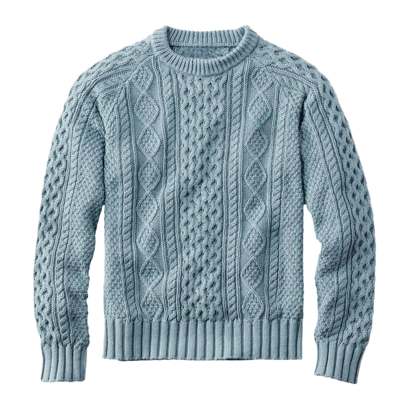 Men's Cable Knit Crew Neck Contemporary Relaxed Fit Sweater Pullover
