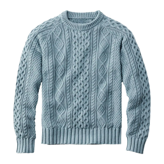 Men's Cable Knit Crew Neck Contemporary Relaxed Fit Sweater Pullover