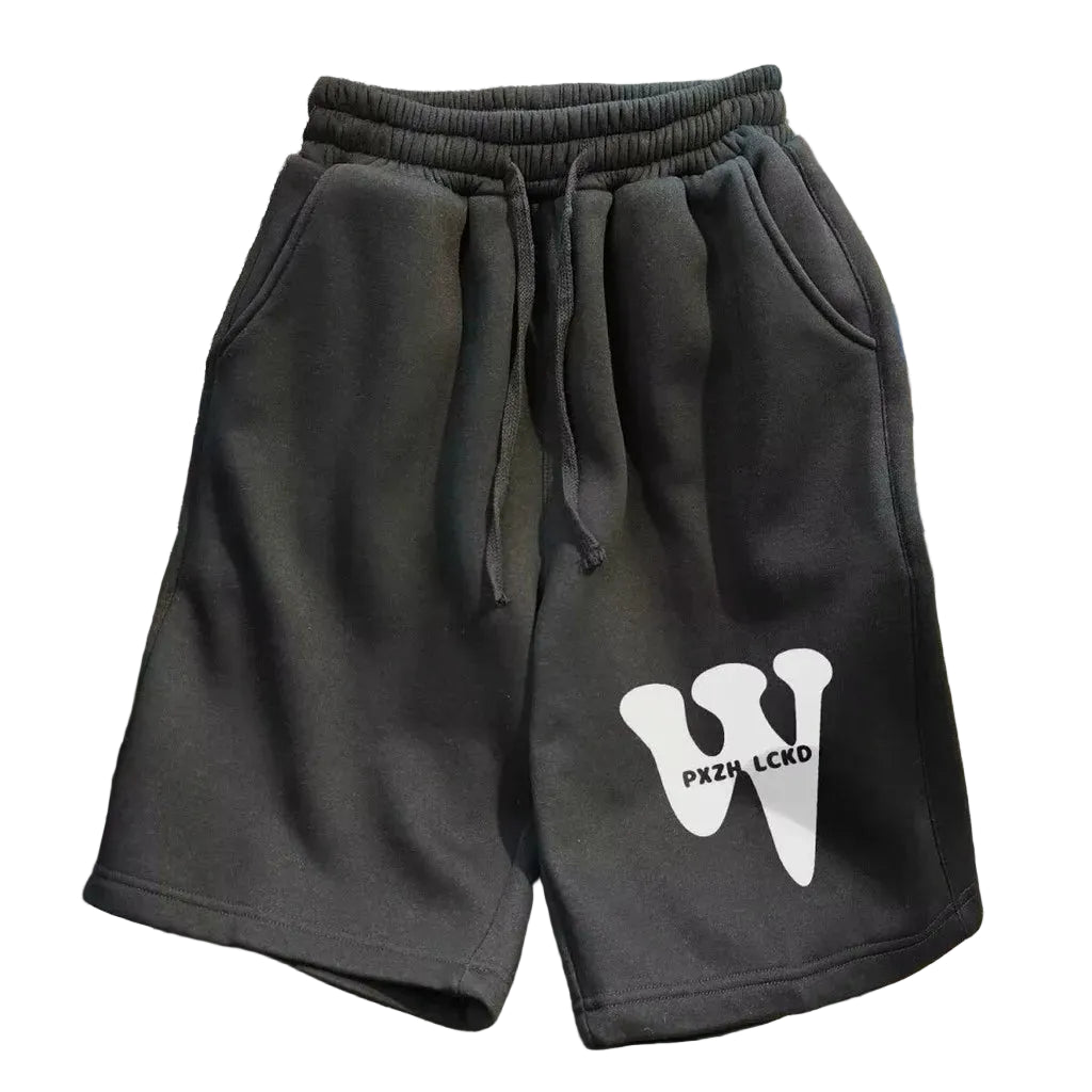 Men's Oversized Drawstring Shorts with Relaxed Fit Graphic Detail and Casual Everyday Comfort