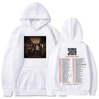 Dark Graphic Streetwear Hoodie with Tour Inspired Artwork and Relaxed Fit