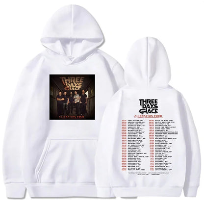Dark Graphic Streetwear Hoodie with Tour Inspired Artwork and Relaxed Fit