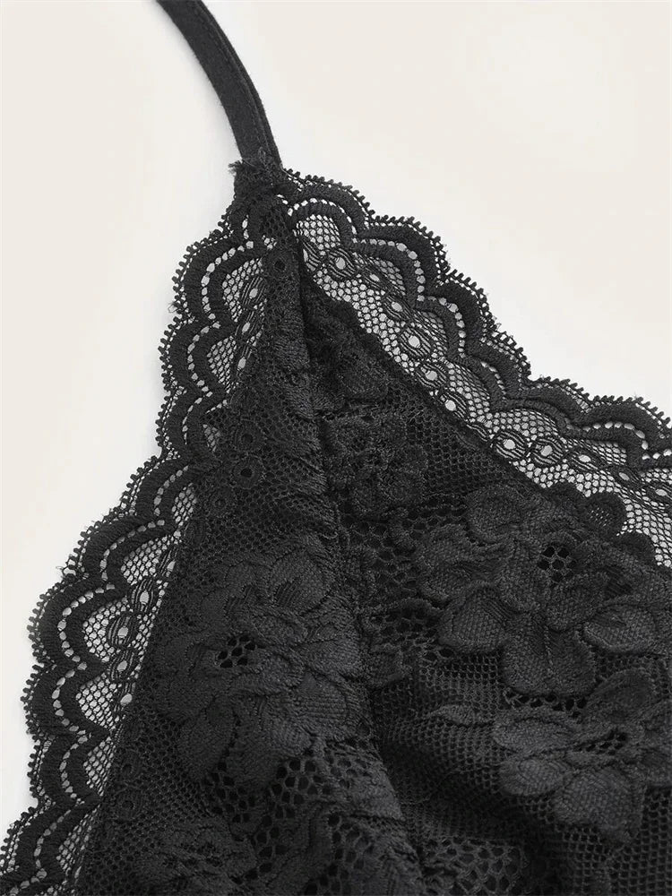 Lace Trim Halter Crop Top with Ruched Front Backless Streetwear Style