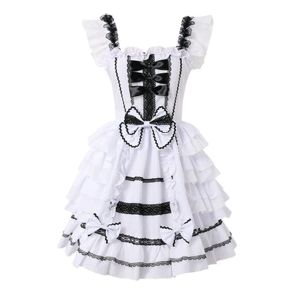 Gothic Lace-Up Ruffle Corset Dress with Anime Streetwear Aesthetic
