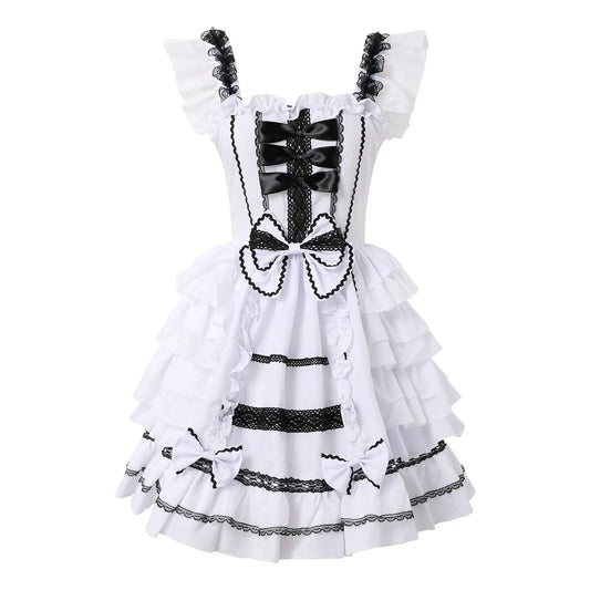Gothic Lace-Up Ruffle Corset Dress with Anime Streetwear Aesthetic