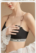 Heathered Grey Wireless Nursing Bra with Drop-Down Clips and Lettered Underband