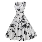 Vintage Floral Rockabilly Alternative Swing Midi Dress