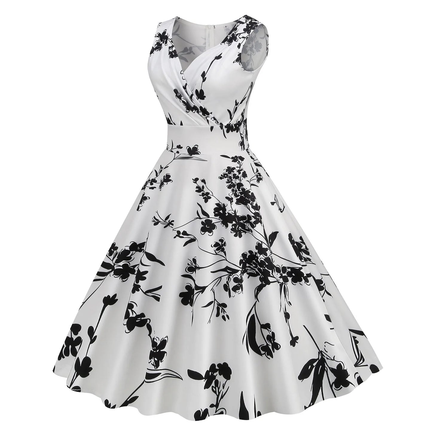 Vintage Floral Rockabilly Alternative Swing Midi Dress