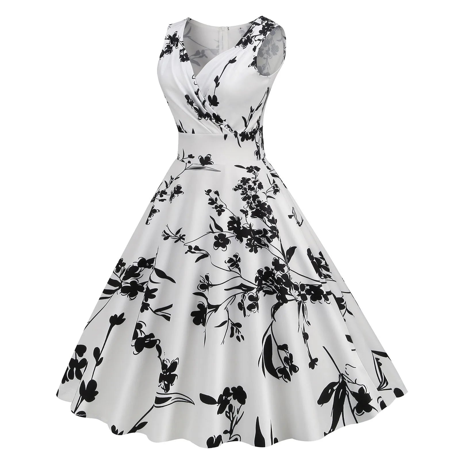 Vintage Floral Rockabilly Alternative Swing Midi Dress