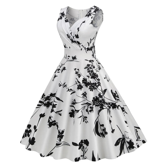 Vintage Floral Rockabilly Alternative Swing Midi Dress