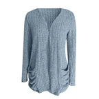 Women's Open Front Knit Cardigan with Pockets and Relaxed Longline Fit