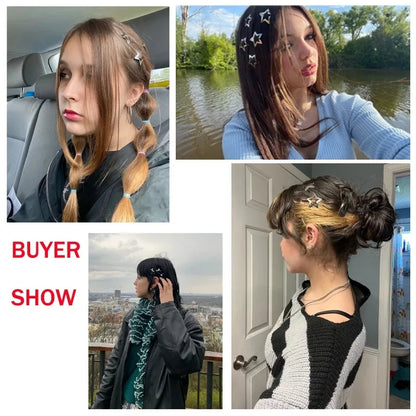 Y2K Star Hair Clip Set Celestial Statement Alternative Fashion Accessories