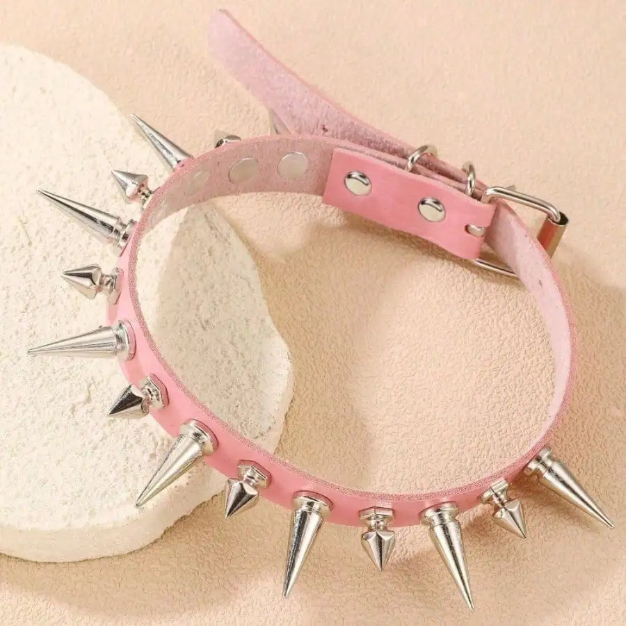 Spike Stud Choker Necklace for Punk Gothic Alternative Fashion Styling