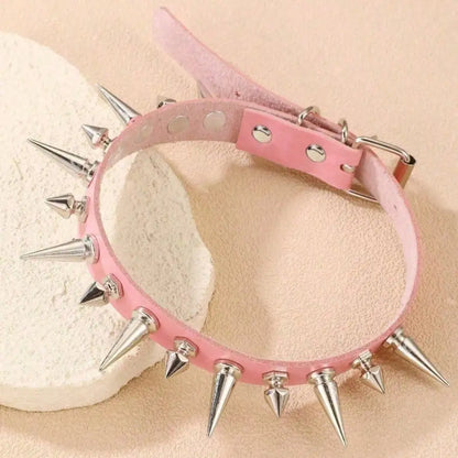 Spike Stud Choker Necklace for Punk Gothic Alternative Fashion Styling