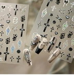 Gothic Cross Nail Art Sticker Set for Alternative Statement Manicure Styling