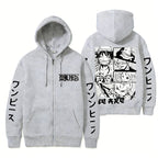 Anime-Inspired Manga Panel Zip Hoodie with Japanese Streetwear Design
