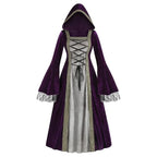 Medieval Inspired Hooded Gothic Maxi Dress With Alternative Fantasy Fashion Appeal