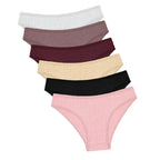 Six-Piece Ribbed Cotton-Blend Low-Rise Brief Set in Assorted Colors