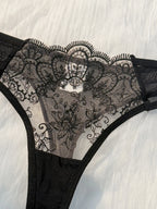 Emerald Green Sheer Mesh Underwire Bra Set with Strappy Neckline Details