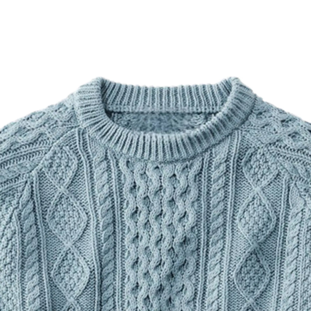 Men's Cable Knit Crew Neck Contemporary Relaxed Fit Sweater Pullover