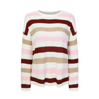 Women's Striped Relaxed Fit Crew Neck Contemporary Knit Sweater