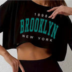 Women's Vintage City Graphic Crop T-Shirt for Casual Streetwear Everyday Modern Fashion Style