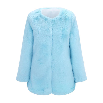 Women's Luxe Faux Fur Cropped Jacket Plush Winter Statement Streetwear Outerwear