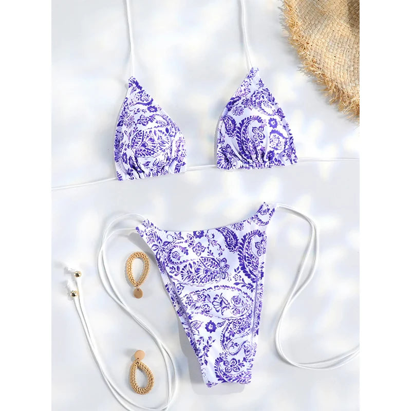 Classic Leopard Print String Bikini with Adjustable Tie Closures