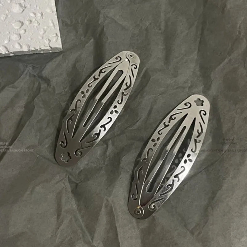 Vintage Oval Hair Clip Y2K Punk Minimalist Statement Side Accessory