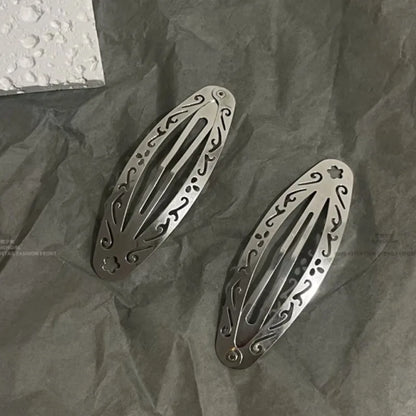 Vintage Oval Hair Clip Y2K Punk Minimalist Statement Side Accessory