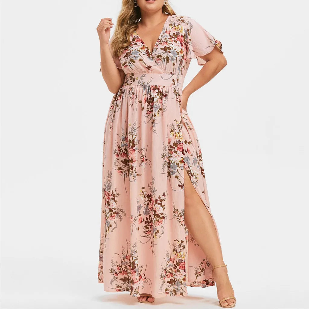 Romantic Floral Wrap Front Alternative Fashion Maxi Dress
