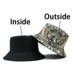 Vintage Graphic Print Bucket Hat Double Layer Casual Streetwear Fisherman Outdoor Cap