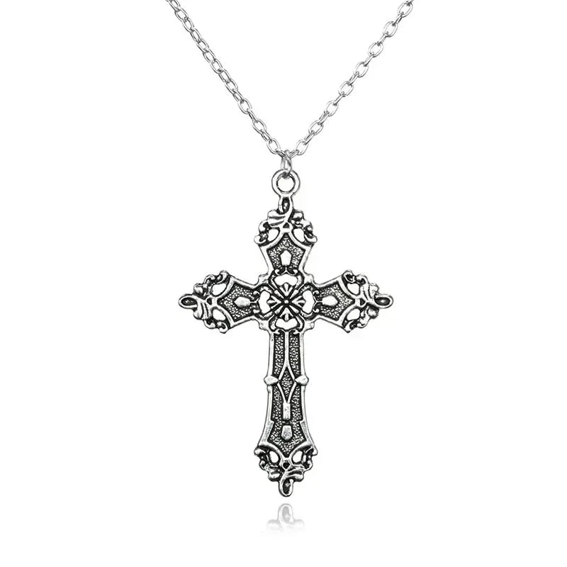 Vintage Gothic Ornate Cross Pendant Necklace for Alternative and Dark Fashion