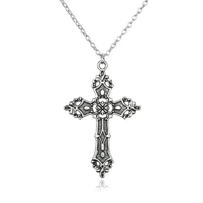 Vintage Gothic Ornate Cross Pendant Necklace for Alternative and Dark Fashion