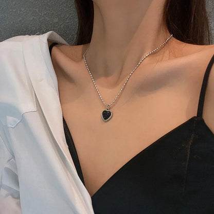 Black Heart Pendant Necklace Dark Feminine Alternative Fashion Jewelry