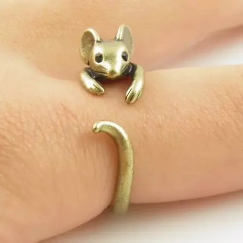 Whimsical Mouse Inspired Open Ring for Gothic and Fairy Grunge Styling