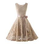 Elegant Floral Lace Overlay Sleeveless Alternative Occasion Midi Dress