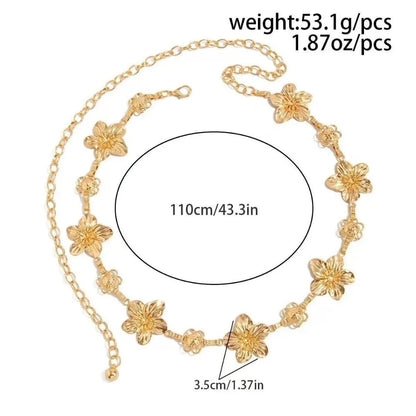 Delicate Floral Charm Waist Chain for Romantic and Bohemian Fashion Styling