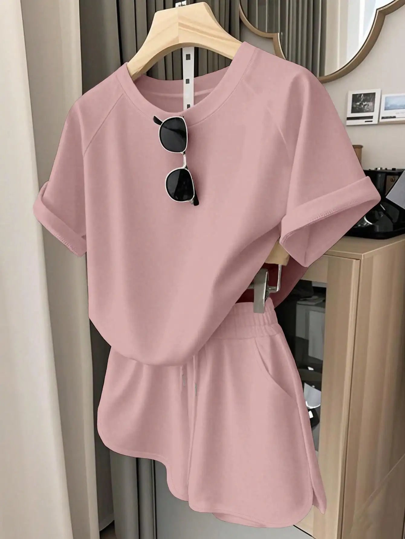 Oversized T-Shirt and Drawstring Shorts Casual Streetwear Co-Ord Set