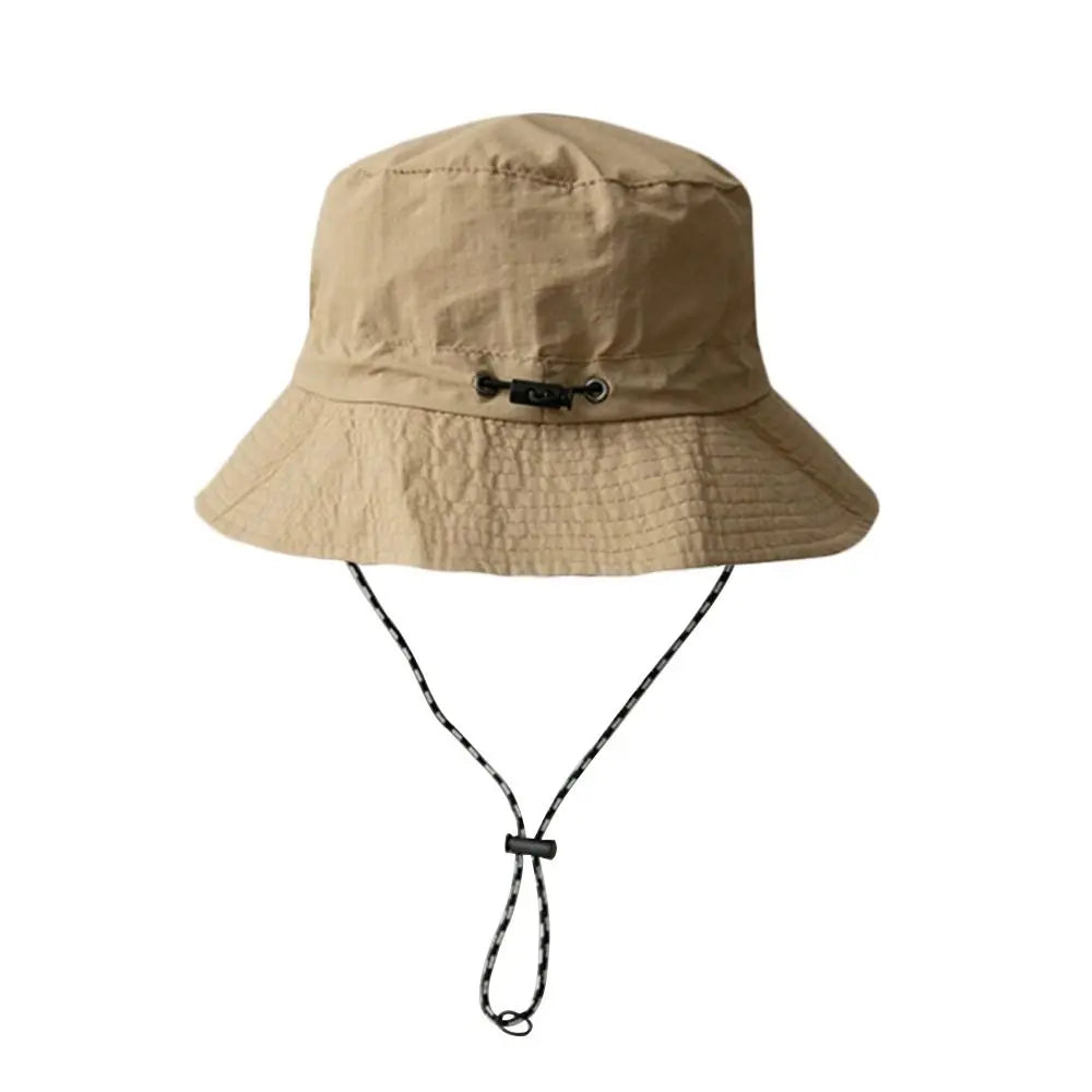 Unisex Waterproof Bucket Hat with Adjustable Chin Cord for Outdoor Travel and Hiking