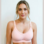 Wire-Free Seamless Nursing Bra with Delicate Lace Trim and Front Ruching