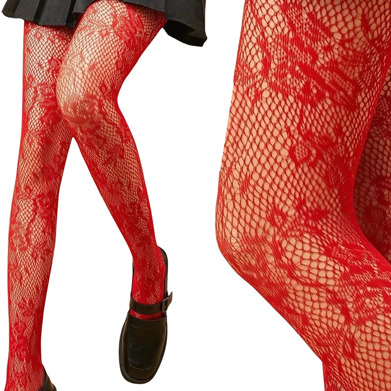 Branch Pattern Lace Fishnet Tights Nature Inspired Alternative Fashion Hosiery