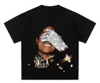 Oversized Graphic Cotton T-Shirt with Iconic Performance-Inspired Streetwear Artwork