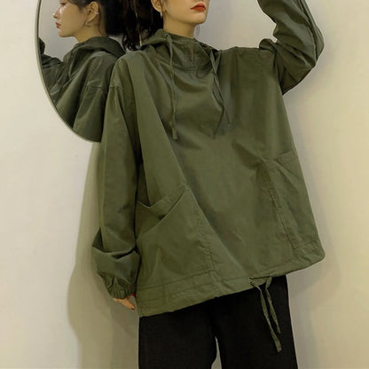 Women's Oversized Hooded Sweatshirt with Zip Detail for Relaxed Modern Streetwear Fashion