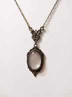 Vintage Ornate Mirror Pendant Necklace for Gothic Dark Academia Styling