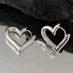 Heart Outline Stud Earrings Romantic Alternative Fashion Jewelry