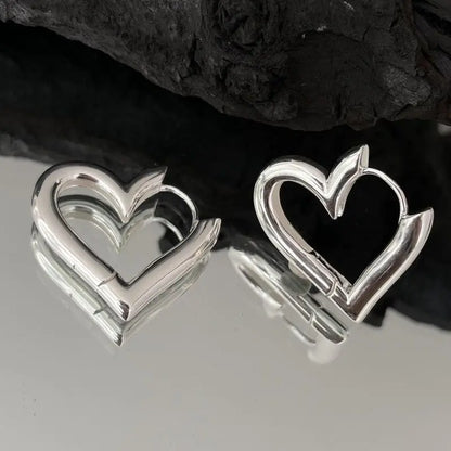 Heart Outline Stud Earrings Romantic Alternative Fashion Jewelry