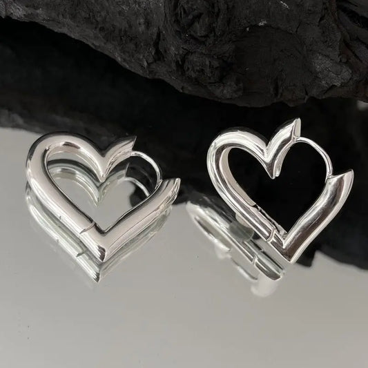 Heart Outline Stud Earrings Romantic Alternative Fashion Jewelry